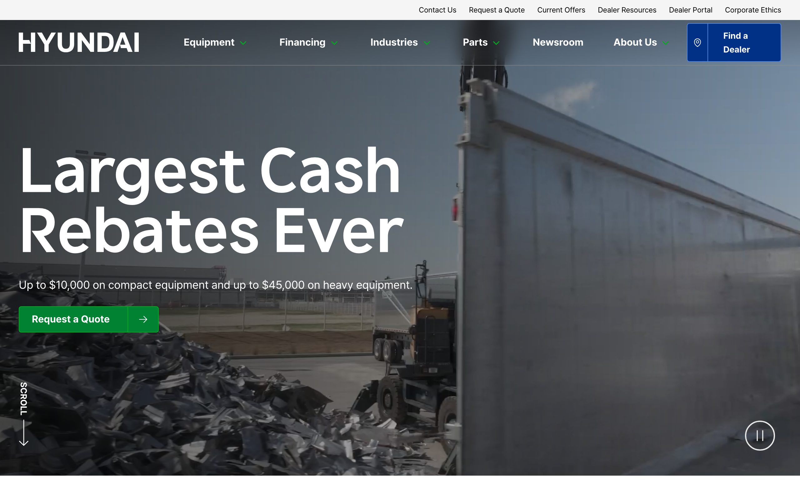 Hyundai CE North America homepage