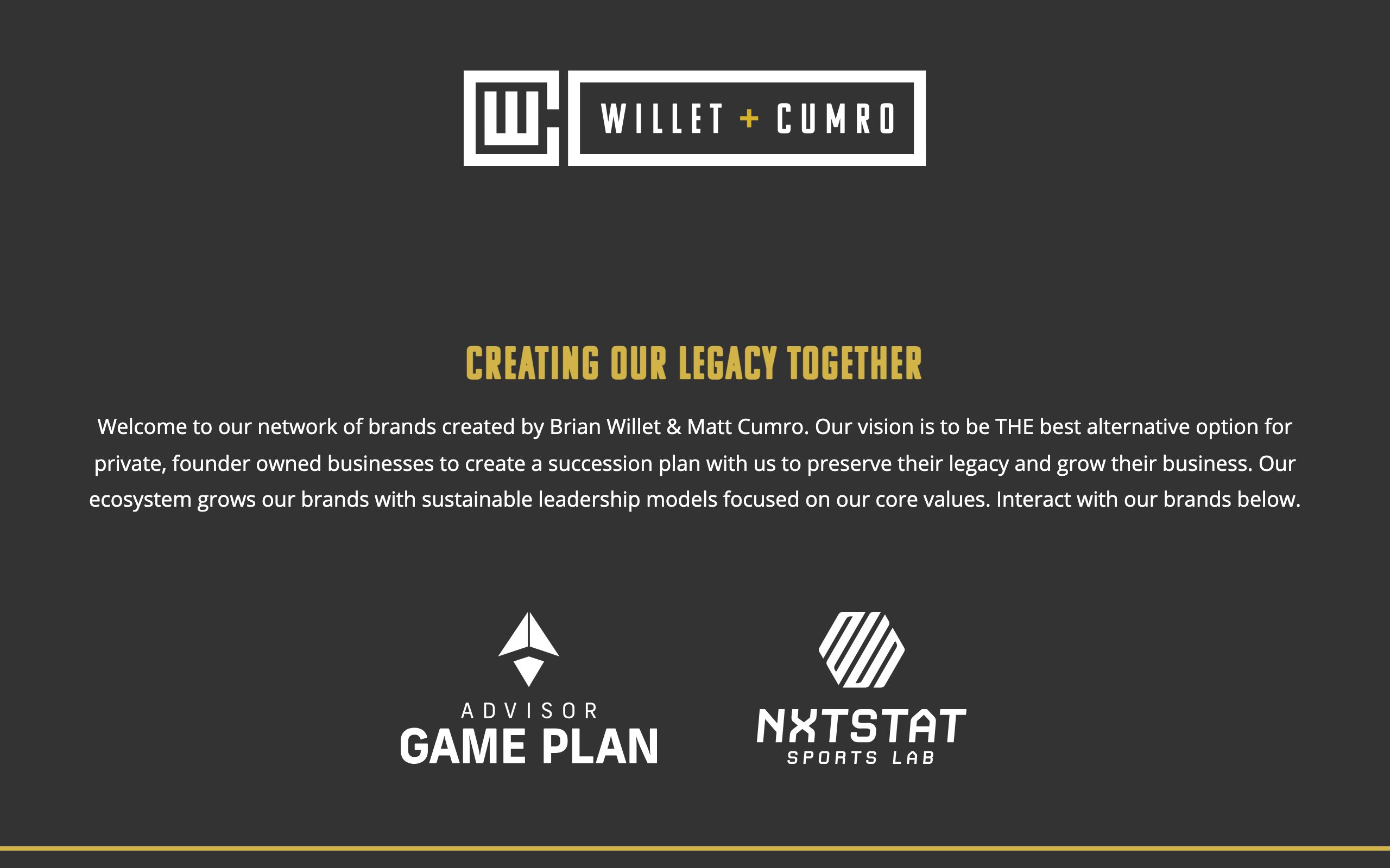Willet + Cumro Innovations homepage